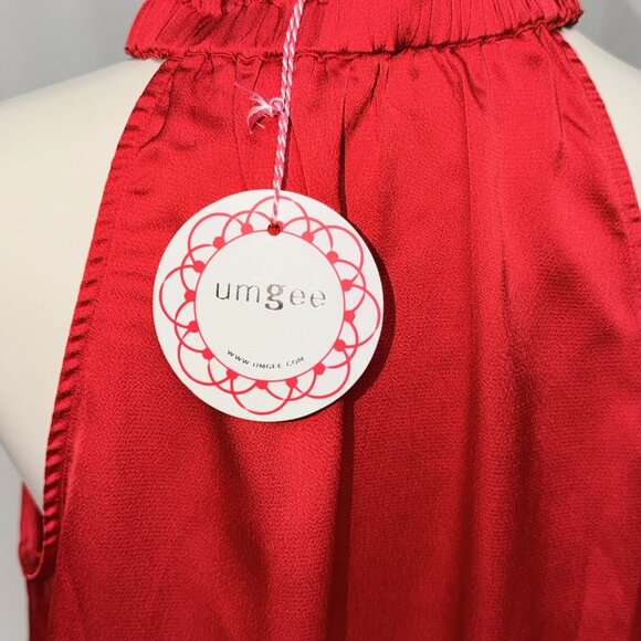 Umgee Red Halter Neck Sleeveless Blouse Size M NEW with Tags - Picture 3 of 6